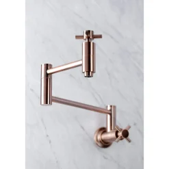 Kingston Brass KS810DXAC Concord Wall Mount Pot Filler Kitchen Faucet, Antique Copper