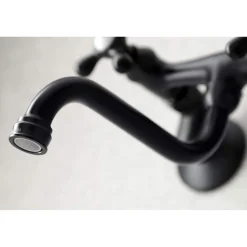 Kingston Brass KS216MB Kingston Two Handle Wall Mount Bathroom Faucet, Matte Black