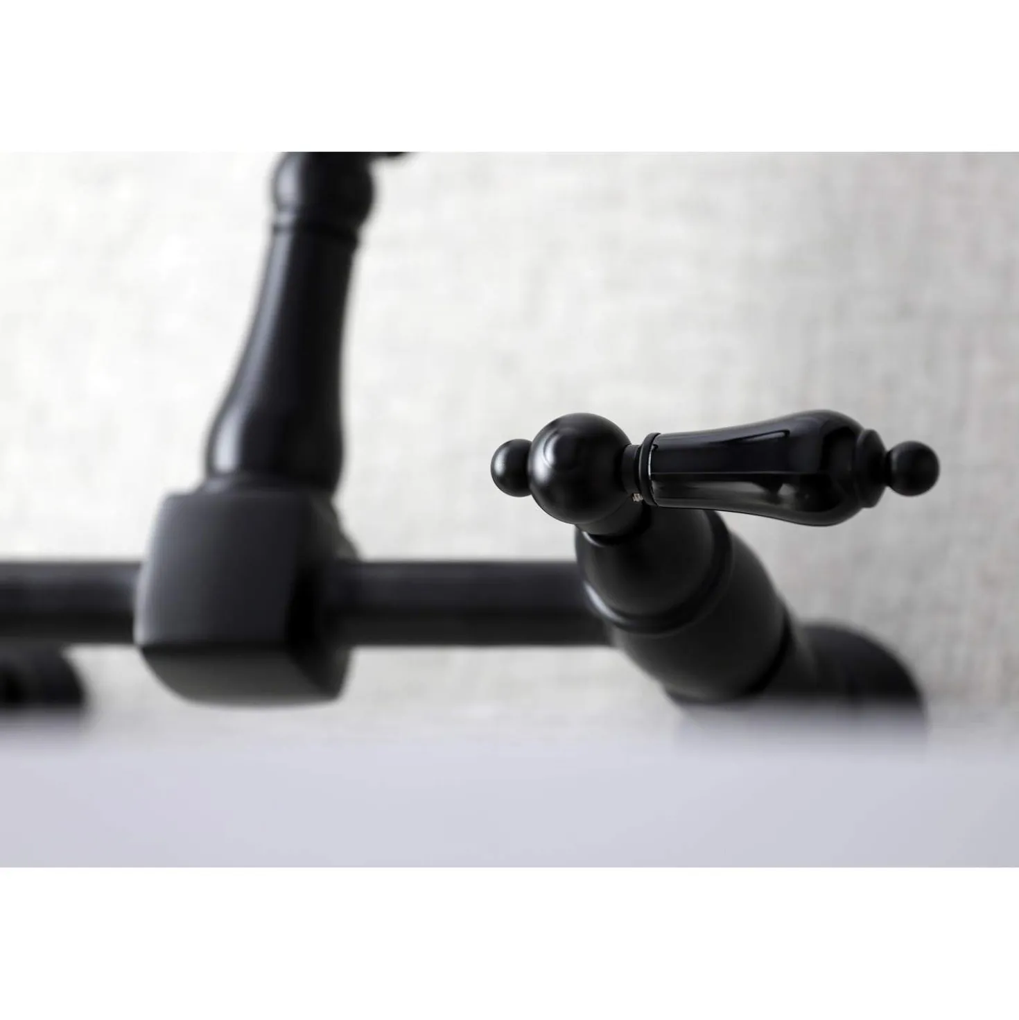 Kingston Brass KS1240PKL Duchess Two-Handle Wall Mount Bridge Kitchen Faucet, Matte Black