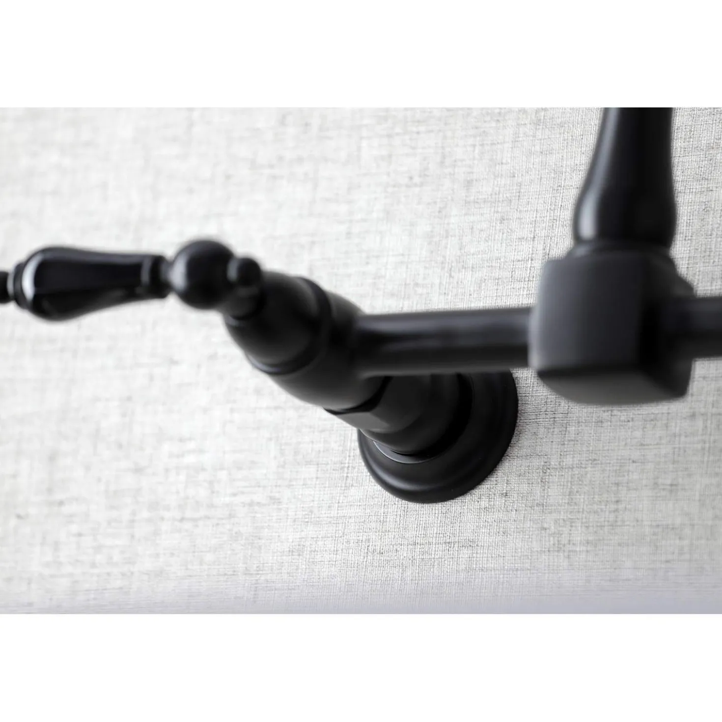 Kingston Brass KS1240PKL Duchess Two-Handle Wall Mount Bridge Kitchen Faucet, Matte Black