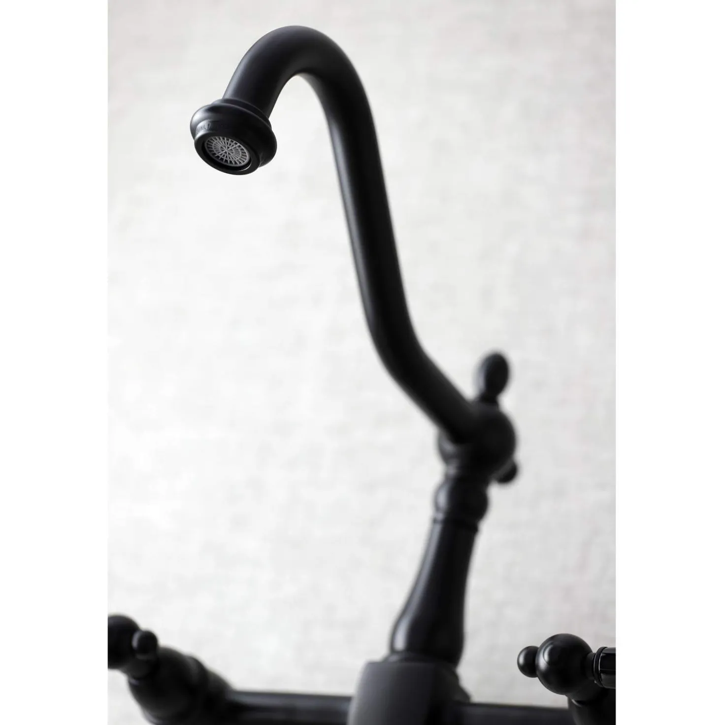 Kingston Brass KS1240PKL Duchess Two-Handle Wall Mount Bridge Kitchen Faucet, Matte Black