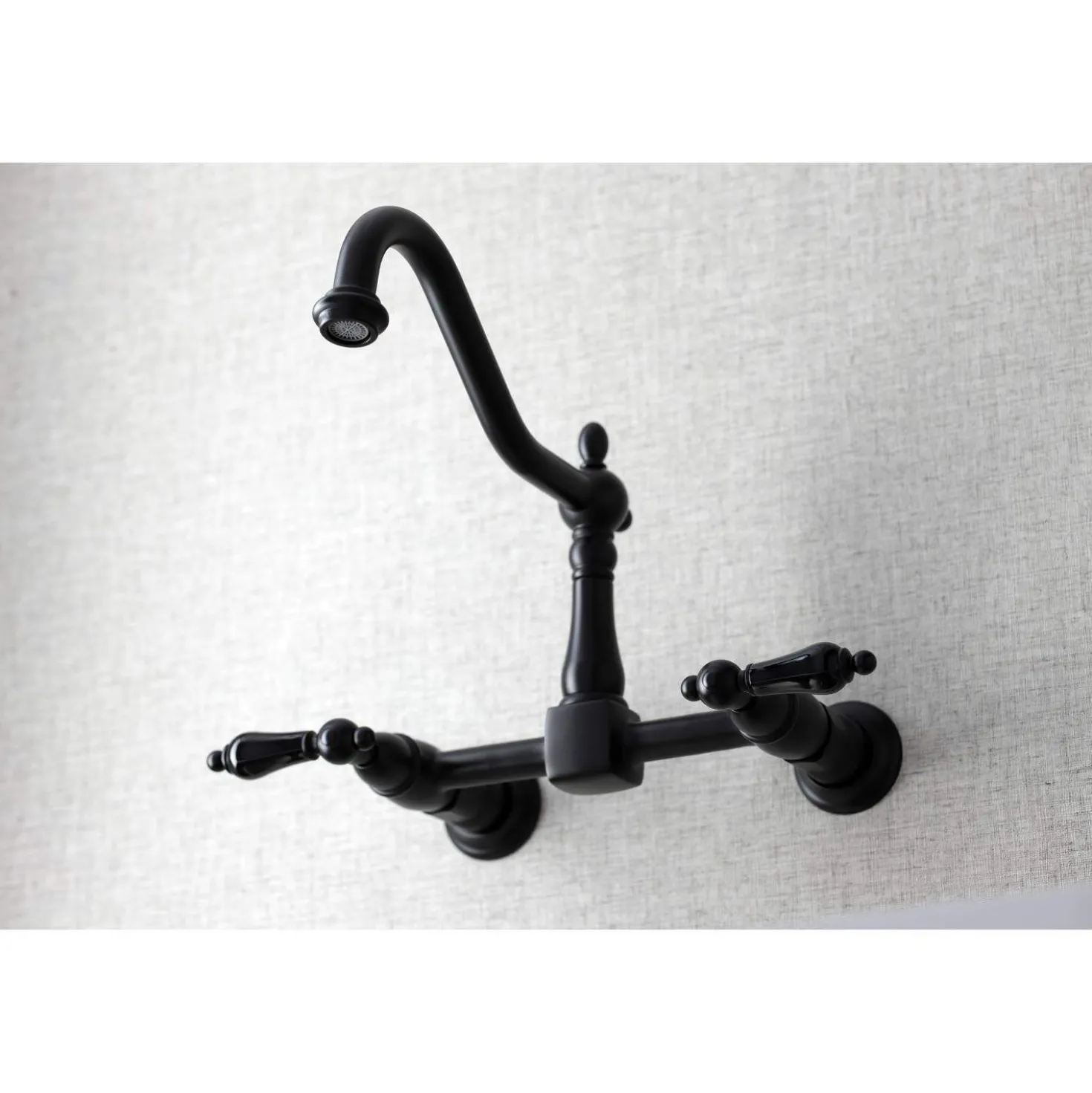 Kingston Brass KS1240PKL Duchess Two-Handle Wall Mount Bridge Kitchen Faucet, Matte Black