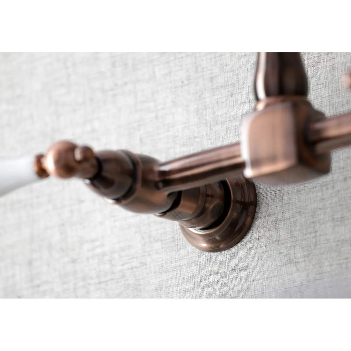 Kingston Brass KS124PLAC Heritage Two-Handle Wall Mount Bridge Kitchen Faucet, Antique Copper