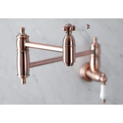 Kingston Brass KS310PLAC Restoration Wall Mount Pot Filler Kitchen Faucet, Antique Copper