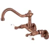 Kingston Brass KS322PLAC Vintage 6" Adjustable Center Wall Mount Kitchen Faucet, Antique Copper