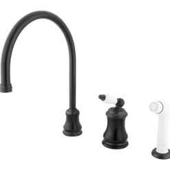 Kingston Brass KS3815PL Single Handle Widespread Kitchen Faucet with Non-Metallic Sprayer