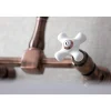 Kingston Brass KS124PXAC Heritage Two-Handle Wall Mount Bridge Kitchen Faucet, Antique Copper