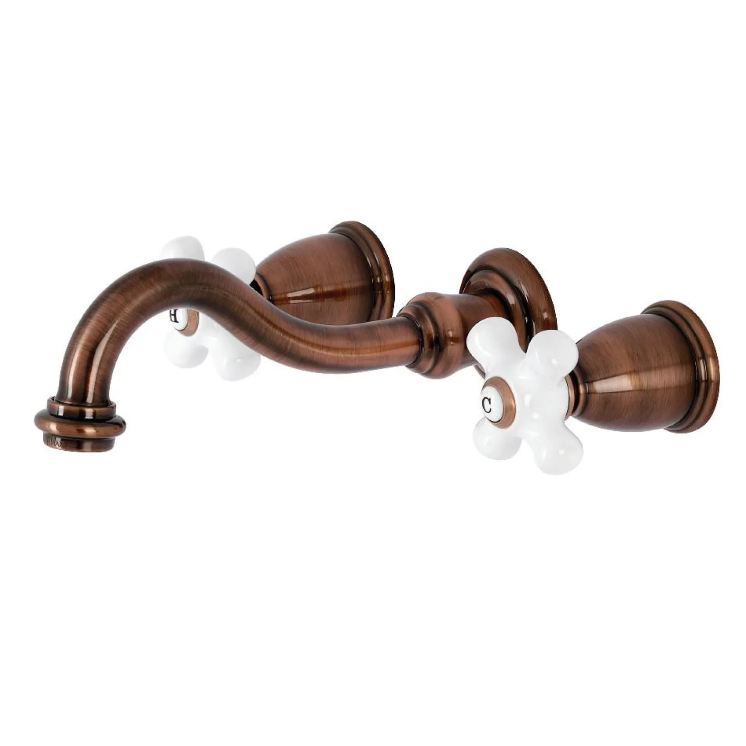 Kingston Brass KS312PXAC Vintage 2-Handle Wall Mount Bathroom Faucet, Antique Copper