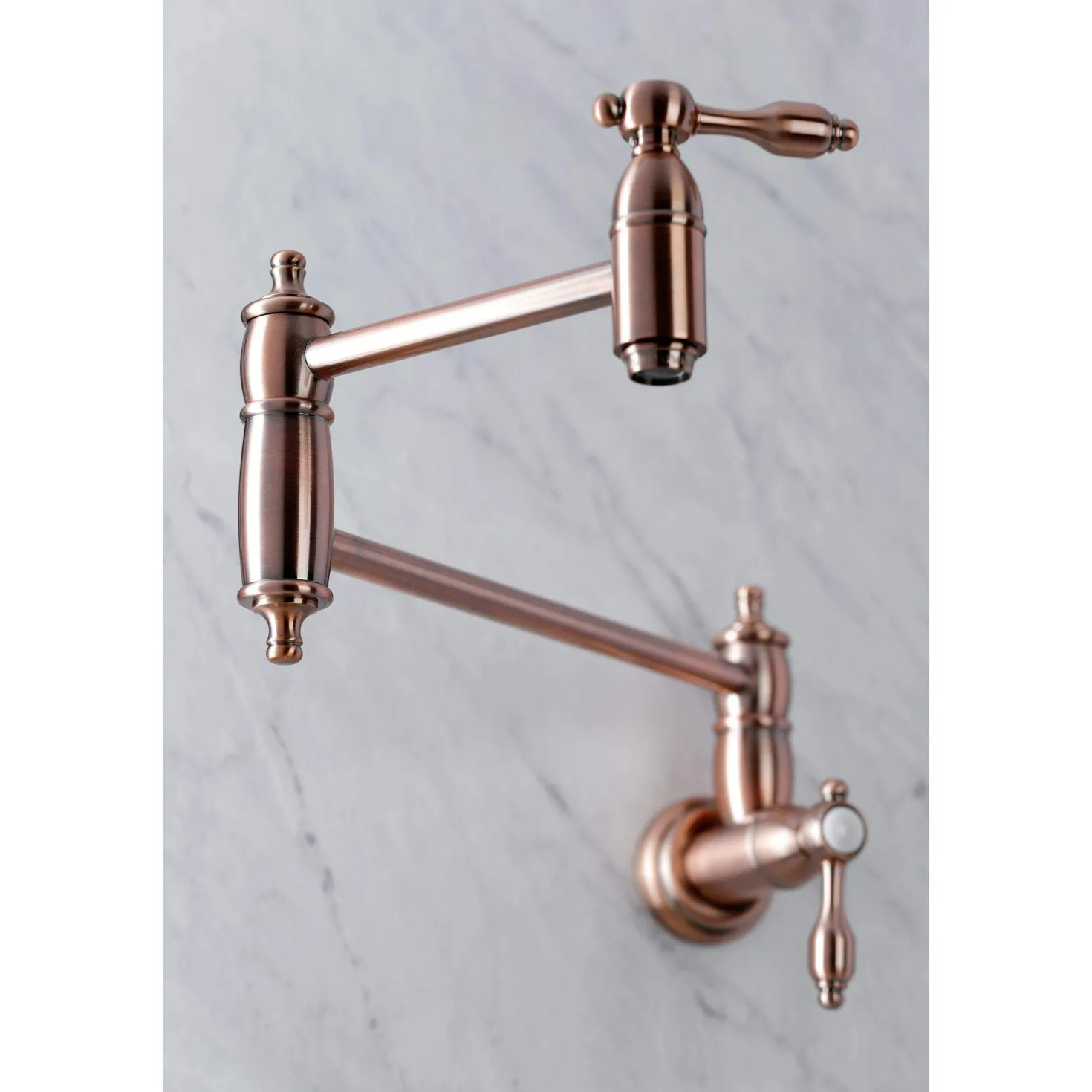 Kingston Brass KS310TALAC Tudor Wall Mount Pot Filler Kitchen Faucet, Antique Copper
