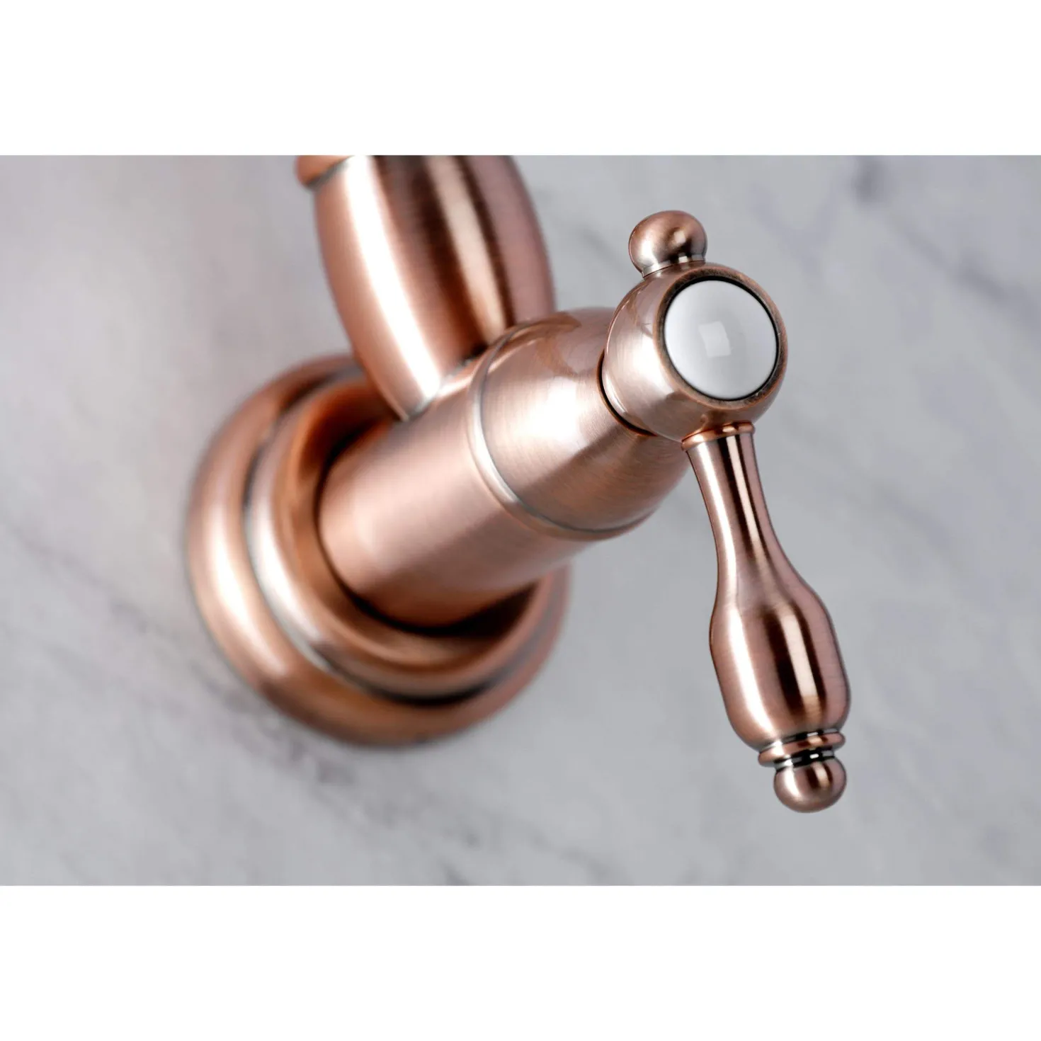 Kingston Brass KS310TALAC Tudor Wall Mount Pot Filler Kitchen Faucet, Antique Copper