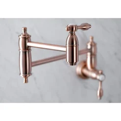 Kingston Brass KS310TALAC Tudor Wall Mount Pot Filler Kitchen Faucet, Antique Copper