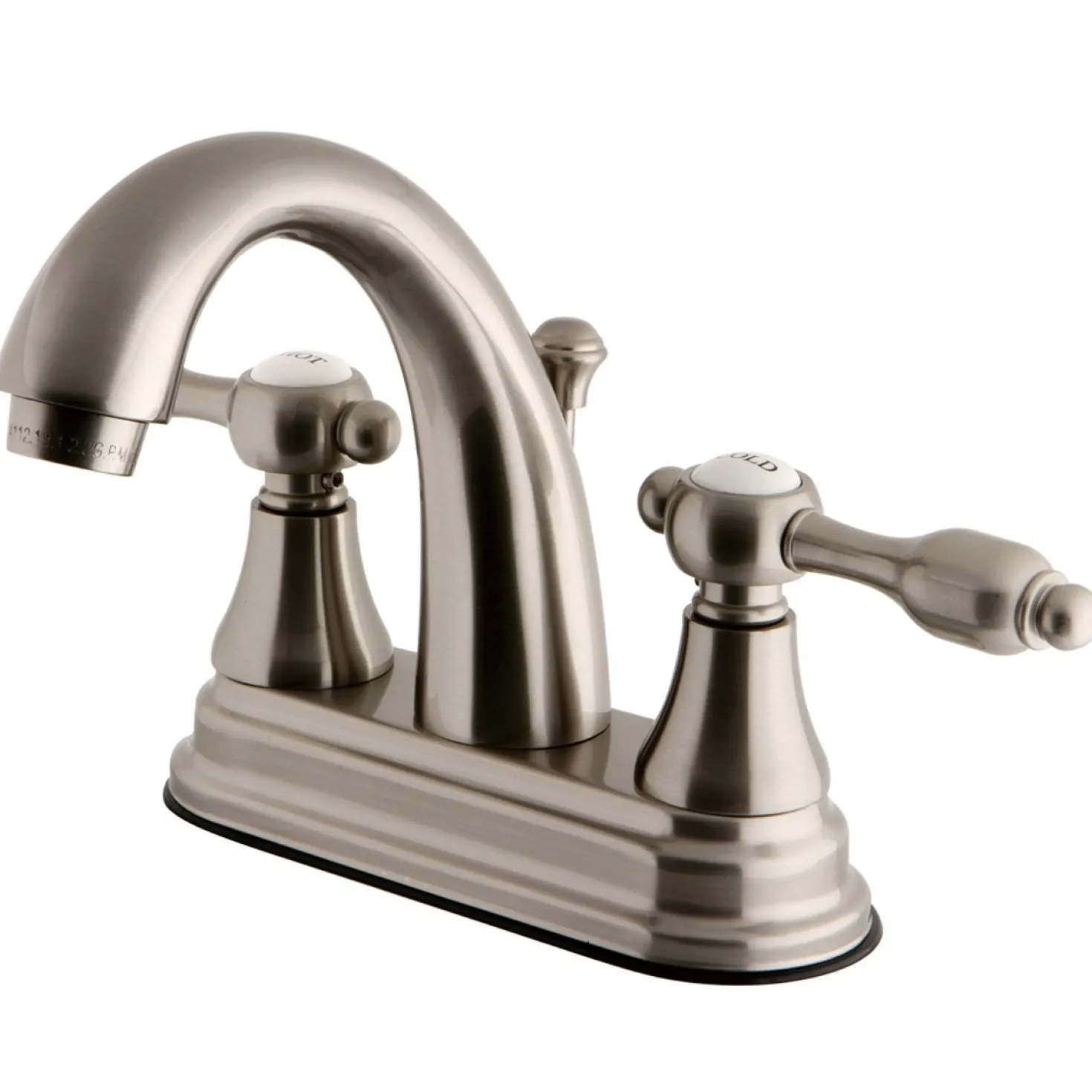 Kingston Brass KS7618TAL 4" Centerset Lavatory Faucet with Brass Pop-up in Satin Nickel
