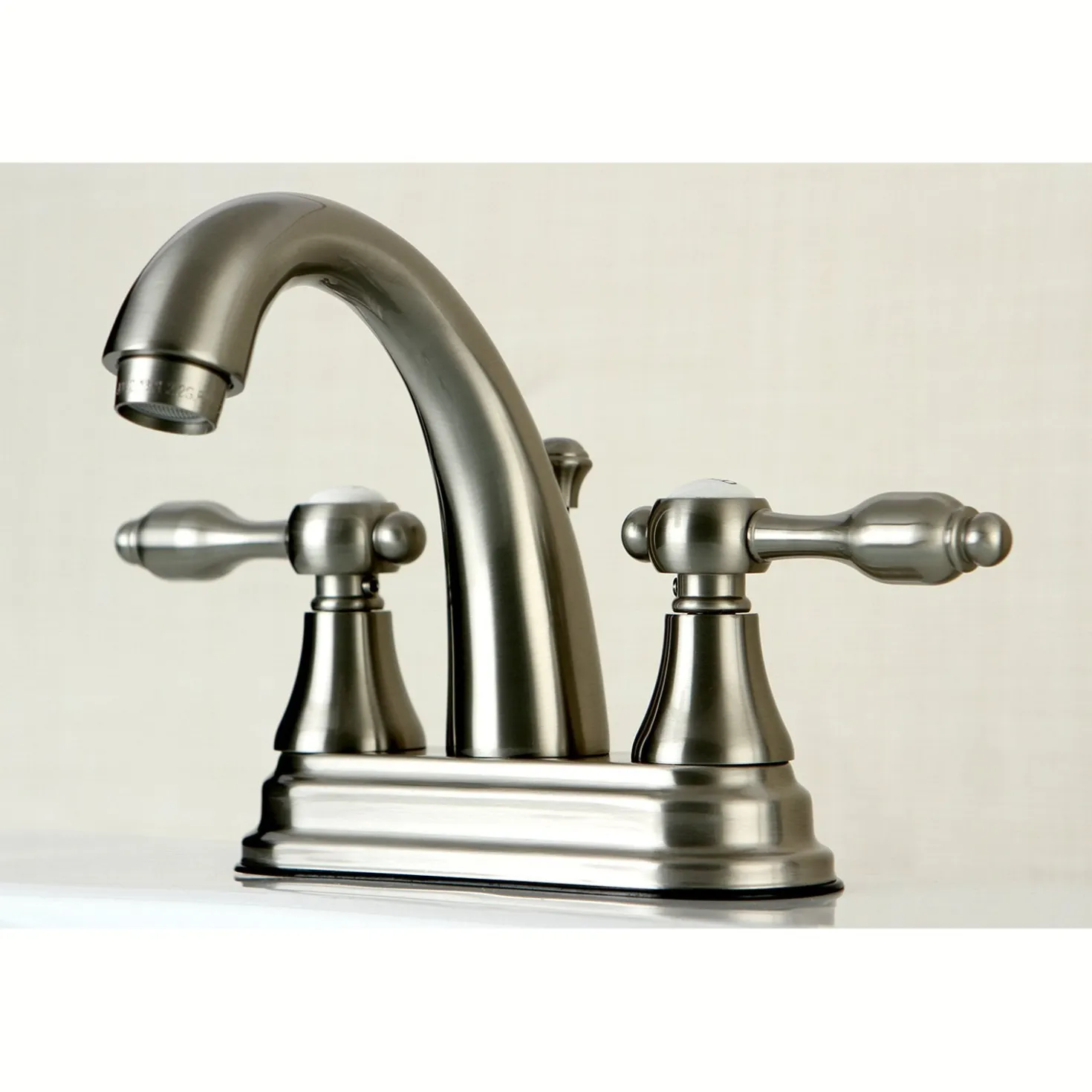 Kingston Brass KS7618TAL 4" Centerset Lavatory Faucet with Brass Pop-up in Satin Nickel