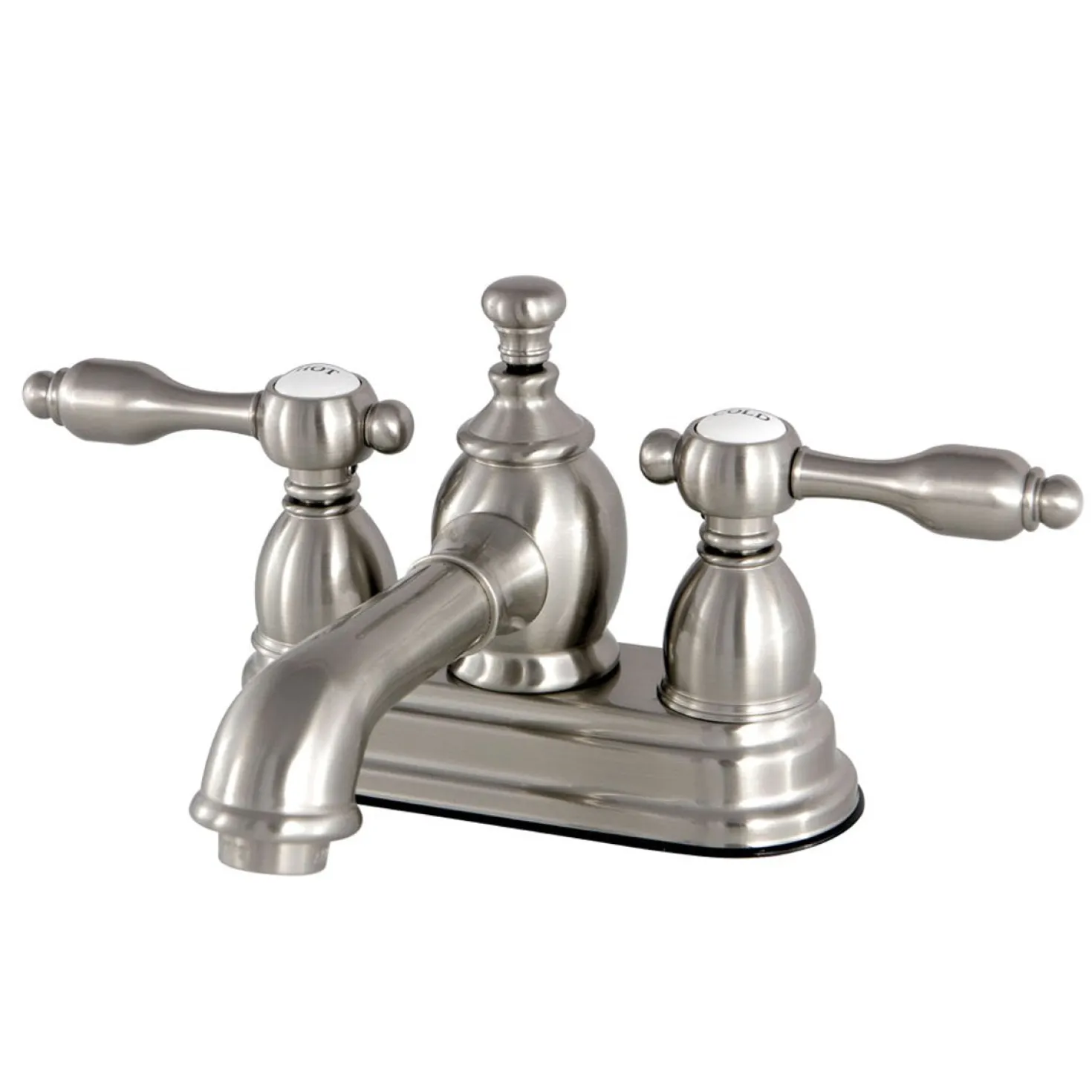 Kingston Brass KS7008TAL 4" Centerset Lavatory Faucet with Brass Pop-up in Satin Nickel
