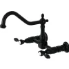 Kingston Brass KS1240TAL Tudor Wall Mount Bridge Kitchen Faucet, Matte Black
