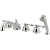 Kingston Brass KS335X5AL-P Roman Lever Handles Tub Faucet with Hand Shower