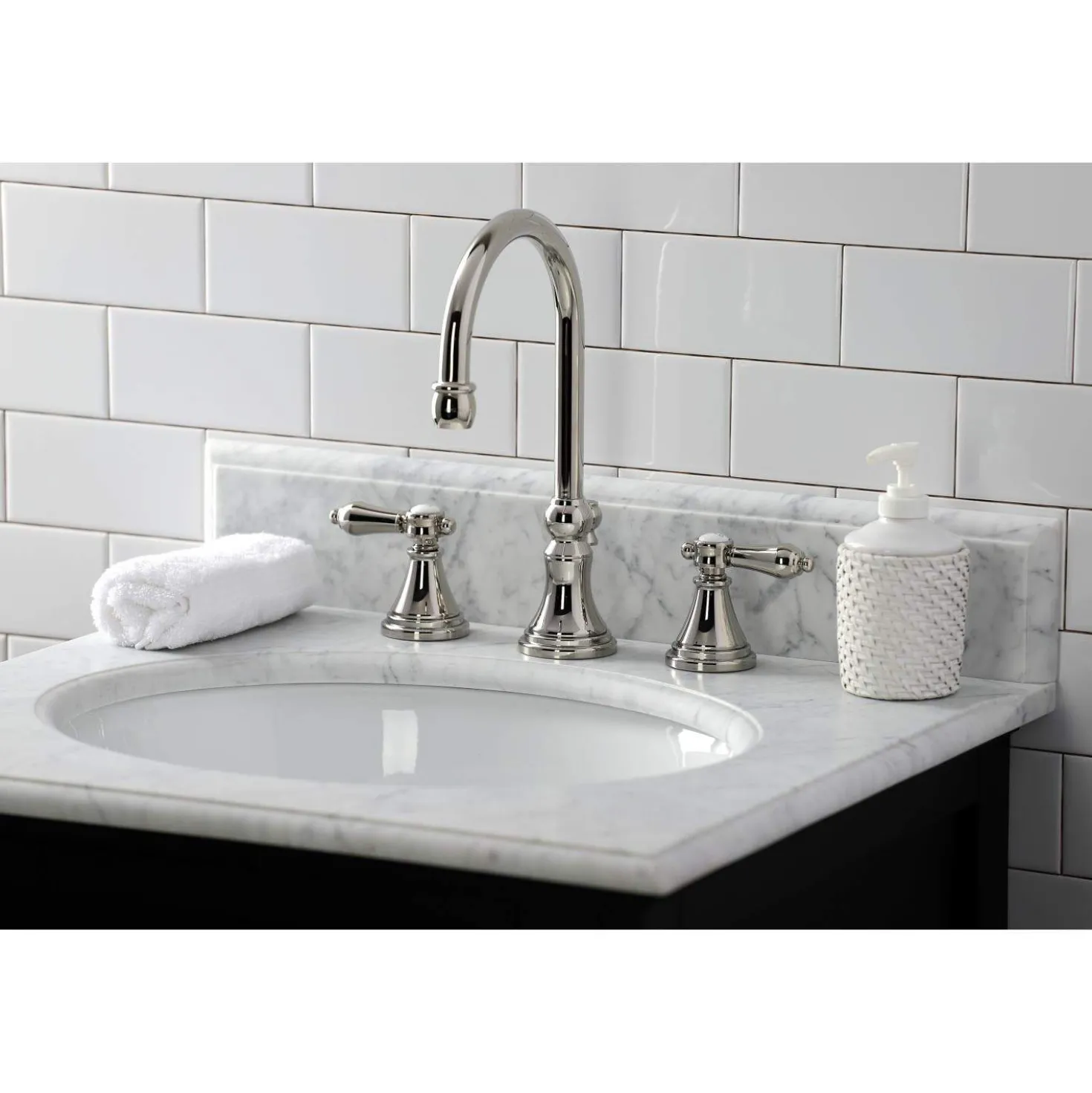 Kingston Brass KS298XBAL-P Heirloom Widespread Bathroom Faucet with Brass Pop-Up