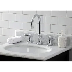 Kingston Brass KS298XBAL-P Heirloom Widespread Bathroom Faucet with Brass Pop-Up