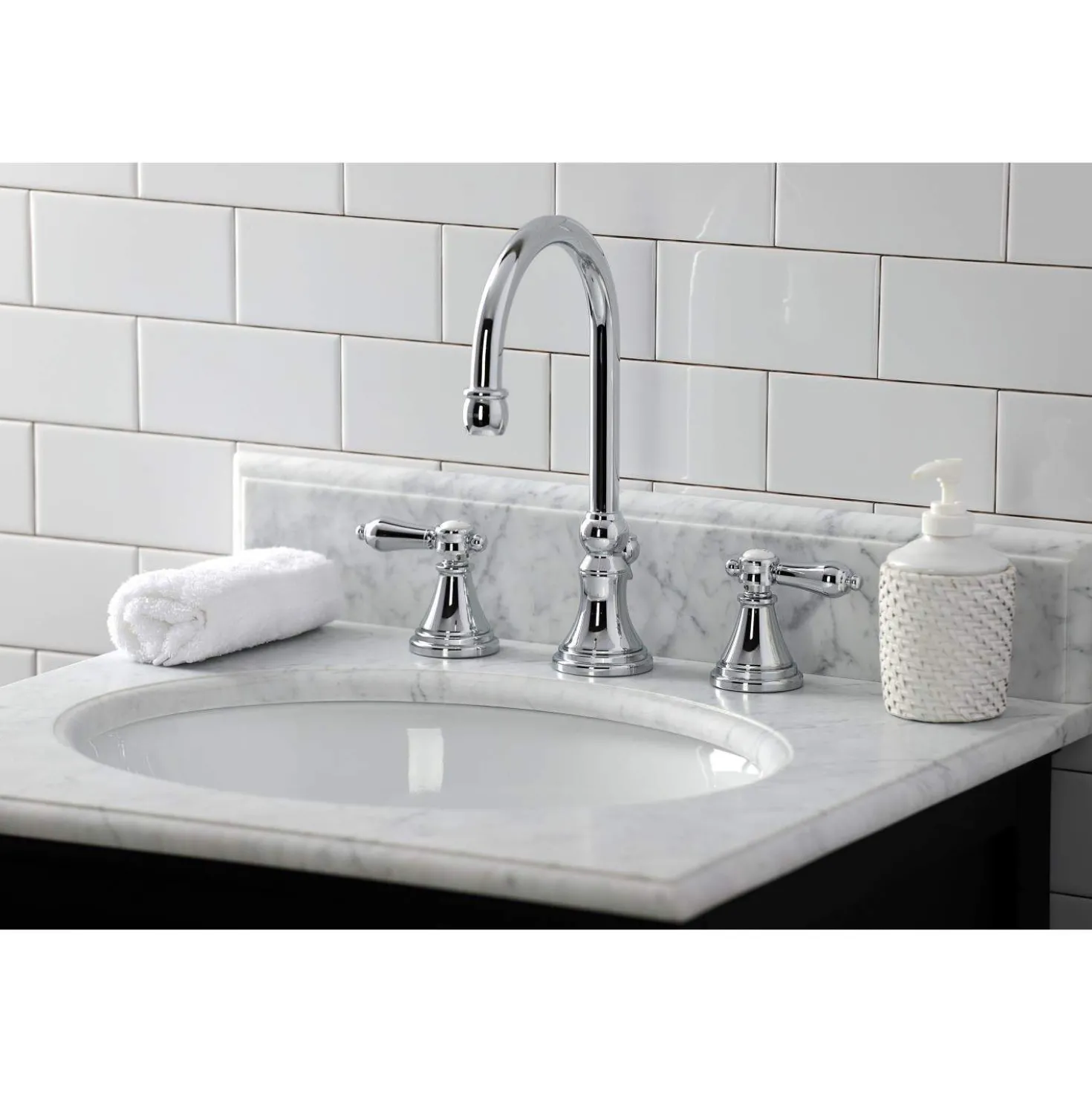Kingston Brass KS298XBAL-P Heirloom Widespread Bathroom Faucet with Brass Pop-Up