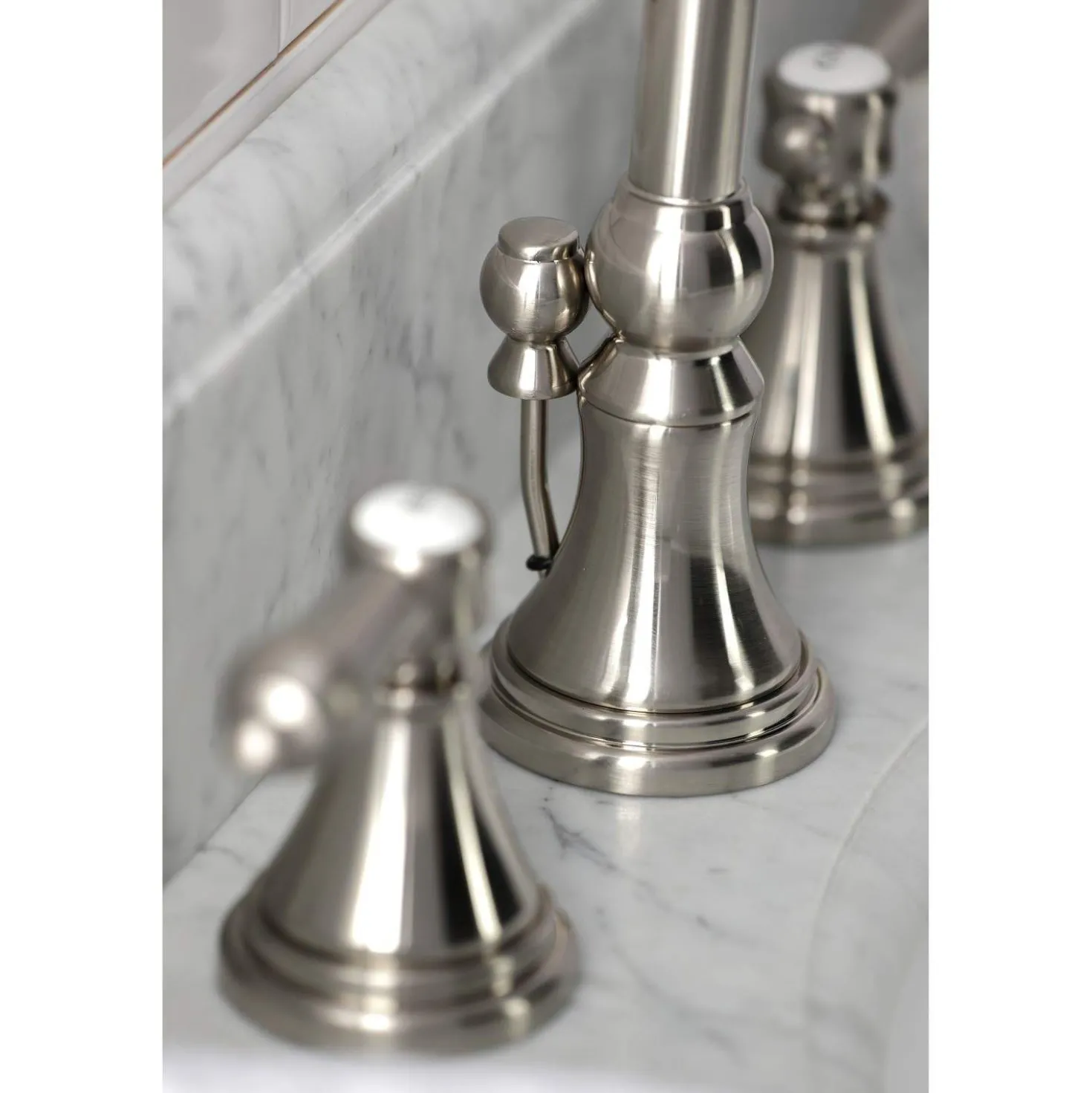 Kingston Brass KS298XBAL-P Heirloom Widespread Bathroom Faucet with Brass Pop-Up