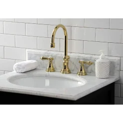 Kingston Brass KS298XBAL-P Heirloom Widespread Bathroom Faucet with Brass Pop-Up