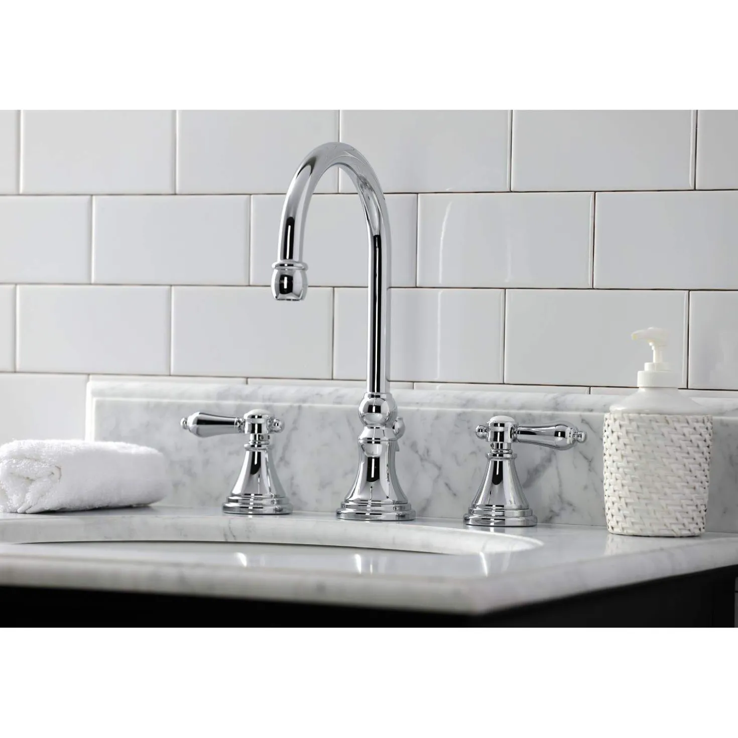 Kingston Brass KS298XBAL-P Heirloom Widespread Bathroom Faucet with Brass Pop-Up