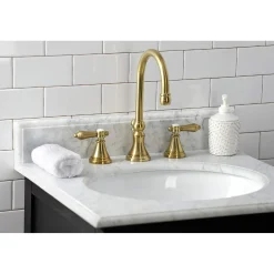 Kingston Brass KS298XBAL-P Heirloom Widespread Bathroom Faucet with Brass Pop-Up
