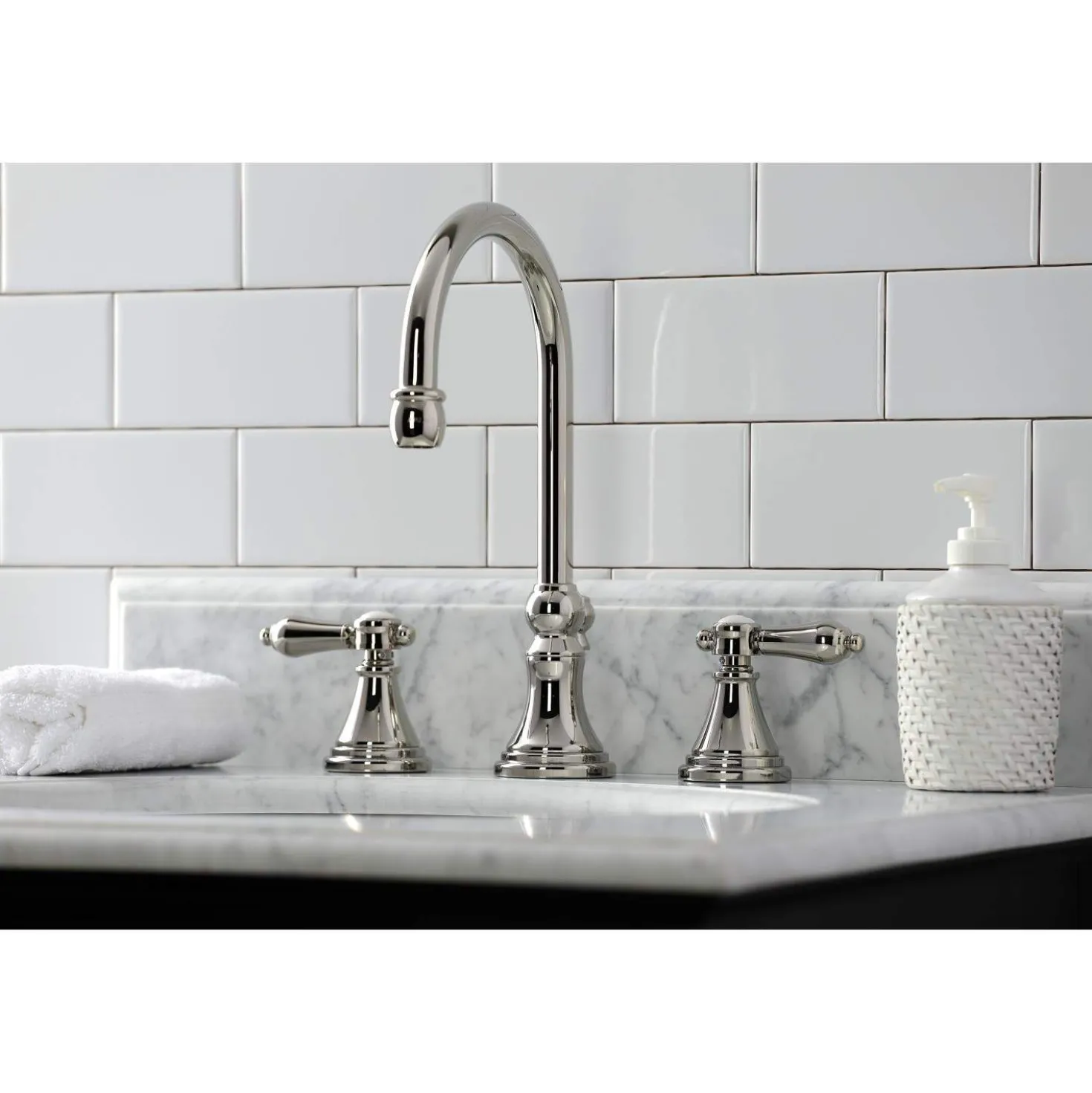 Kingston Brass KS298XBAL-P Heirloom Widespread Bathroom Faucet with Brass Pop-Up