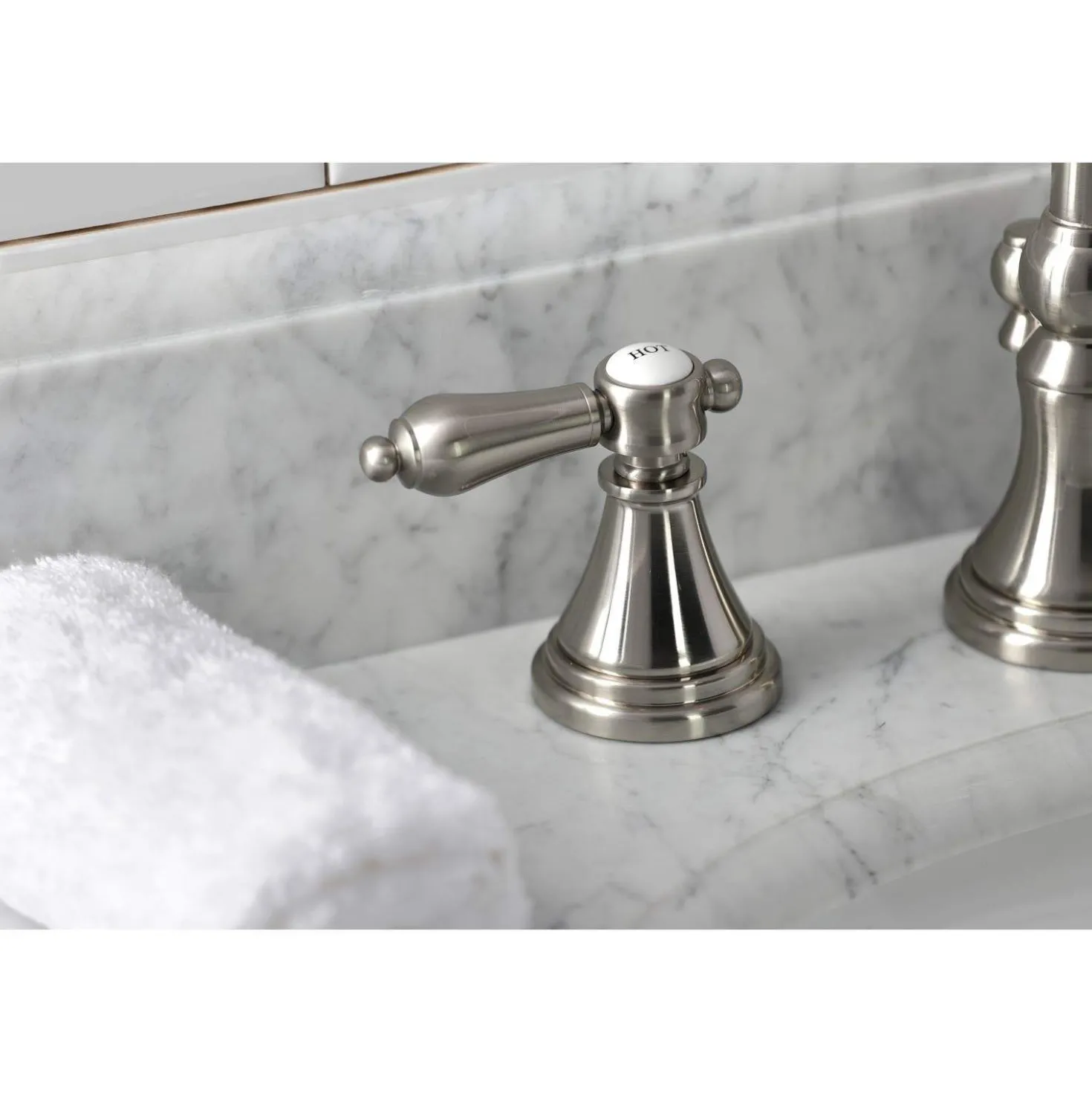 Kingston Brass KS298XBAL-P Heirloom Widespread Bathroom Faucet with Brass Pop-Up