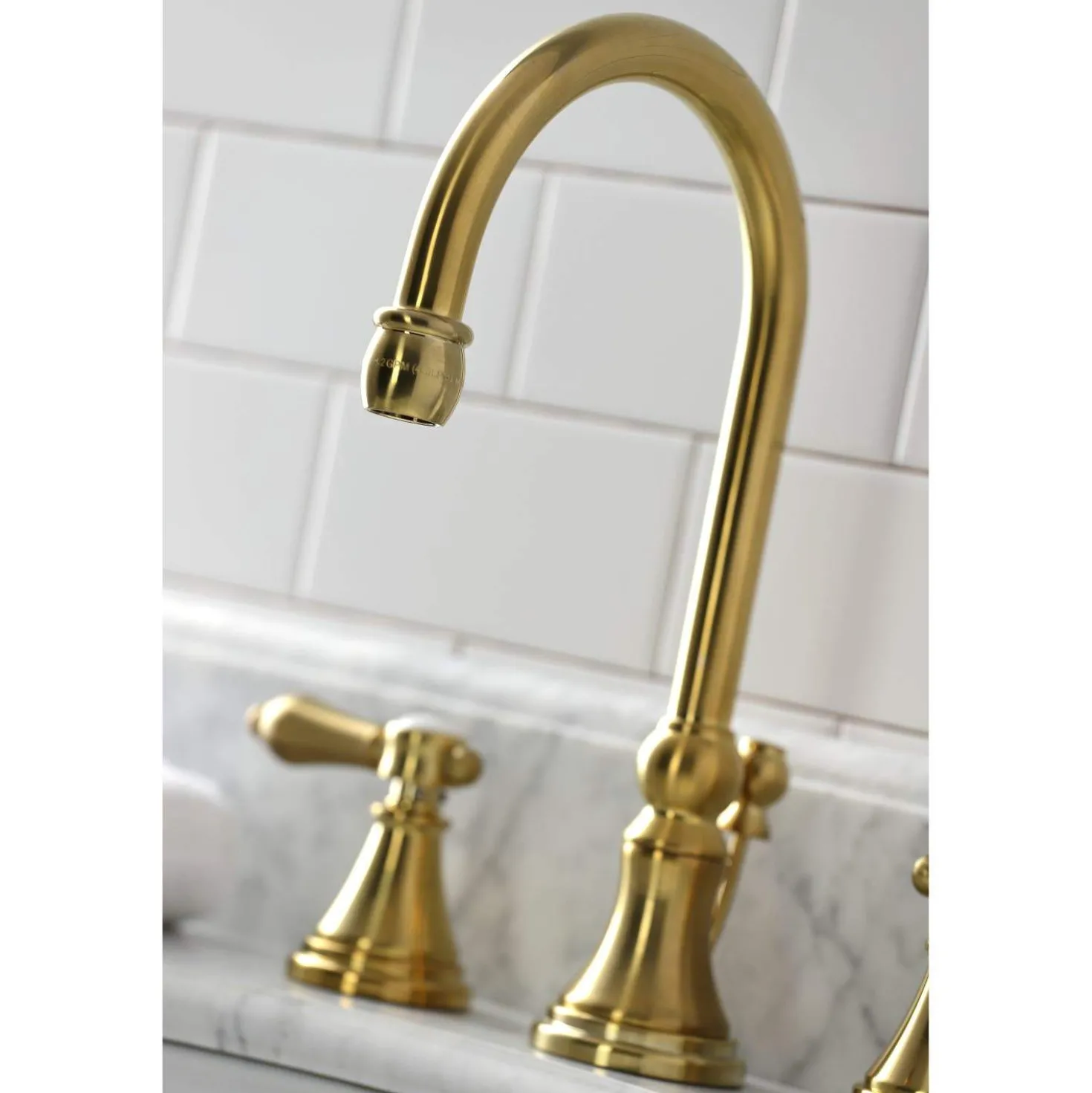Kingston Brass KS298XBAL-P Heirloom Widespread Bathroom Faucet with Brass Pop-Up