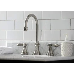 Kingston Brass KS298XBAL-P Heirloom Widespread Bathroom Faucet with Brass Pop-Up