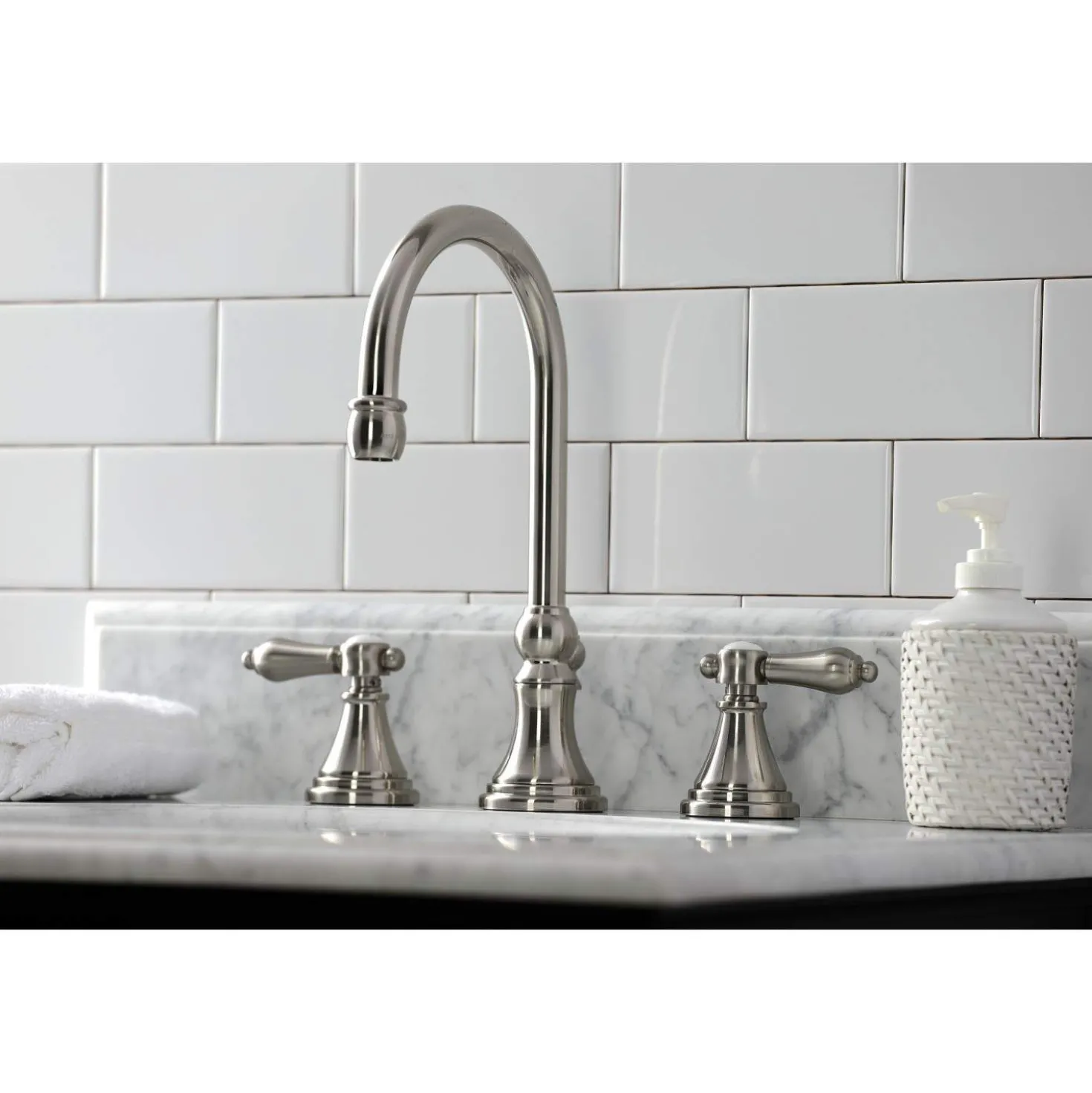 Kingston Brass KS298XBAL-P Heirloom Widespread Bathroom Faucet with Brass Pop-Up