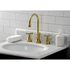 Kingston Brass KS298XBEX-P Essex Widespread Bathroom Faucet with Brass Pop-Up