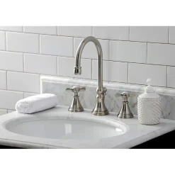 Kingston Brass KS298XBEX-P Essex Widespread Bathroom Faucet with Brass Pop-Up