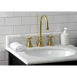 Kingston Brass KS298XBEX-P Essex Widespread Bathroom Faucet with Brass Pop-Up