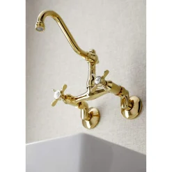 Kingston Brass KS322XBEX-P 6-Inch Adjustable Center Wall Mount Kitchen Faucet