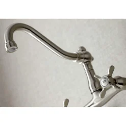Kingston Brass KS322XBEX-P 6-Inch Adjustable Center Wall Mount Kitchen Faucet