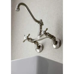 Kingston Brass KS322XBEX-P 6-Inch Adjustable Center Wall Mount Kitchen Faucet
