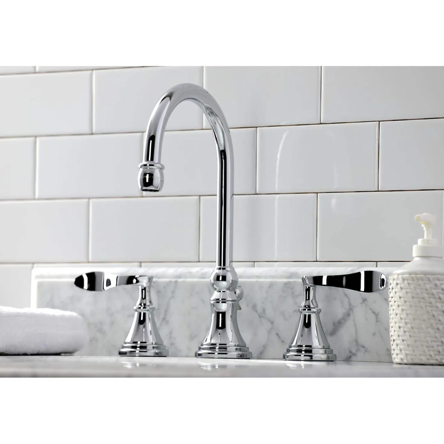 Kingston Brass KS298XCFL-P Century Widespread Bathroom Faucet with Brass Pop-Up