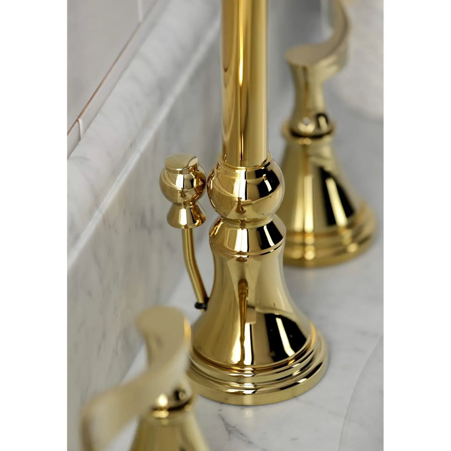 Kingston Brass KS298XCFL-P Century Widespread Bathroom Faucet with Brass Pop-Up