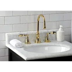 Kingston Brass KS298XCFL-P Century Widespread Bathroom Faucet with Brass Pop-Up