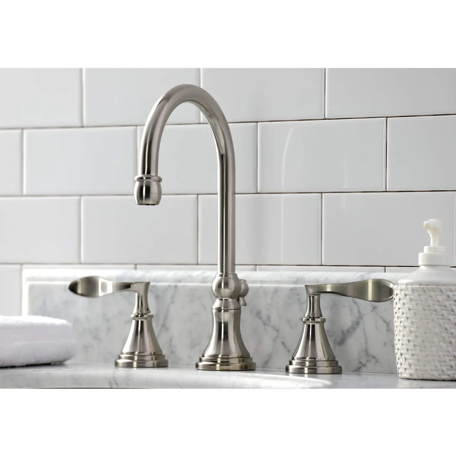 Kingston Brass KS298XCFL-P Century Widespread Bathroom Faucet with Brass Pop-Up