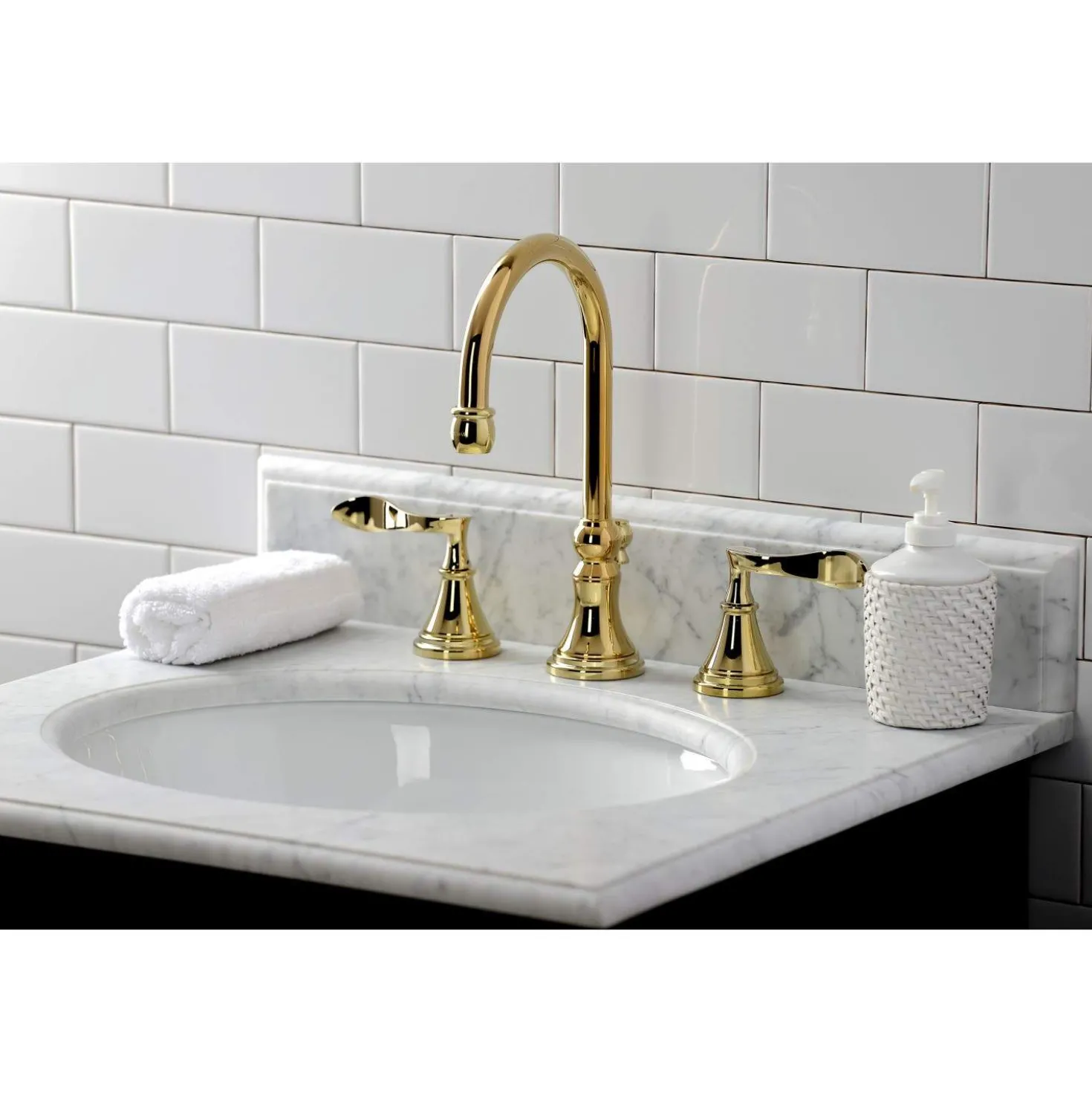 Kingston Brass KS298XCFL-P Century Widespread Bathroom Faucet with Brass Pop-Up