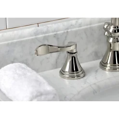 Kingston Brass KS298XDFL-P NuFrench Widespread Bathroom Faucet with Brass Pop-Up