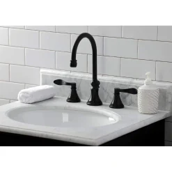 Kingston Brass KS298XDFL-P NuFrench Widespread Bathroom Faucet with Brass Pop-Up