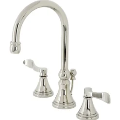 Kingston Brass KS298XDFL-P NuFrench Widespread Bathroom Faucet with Brass Pop-Up