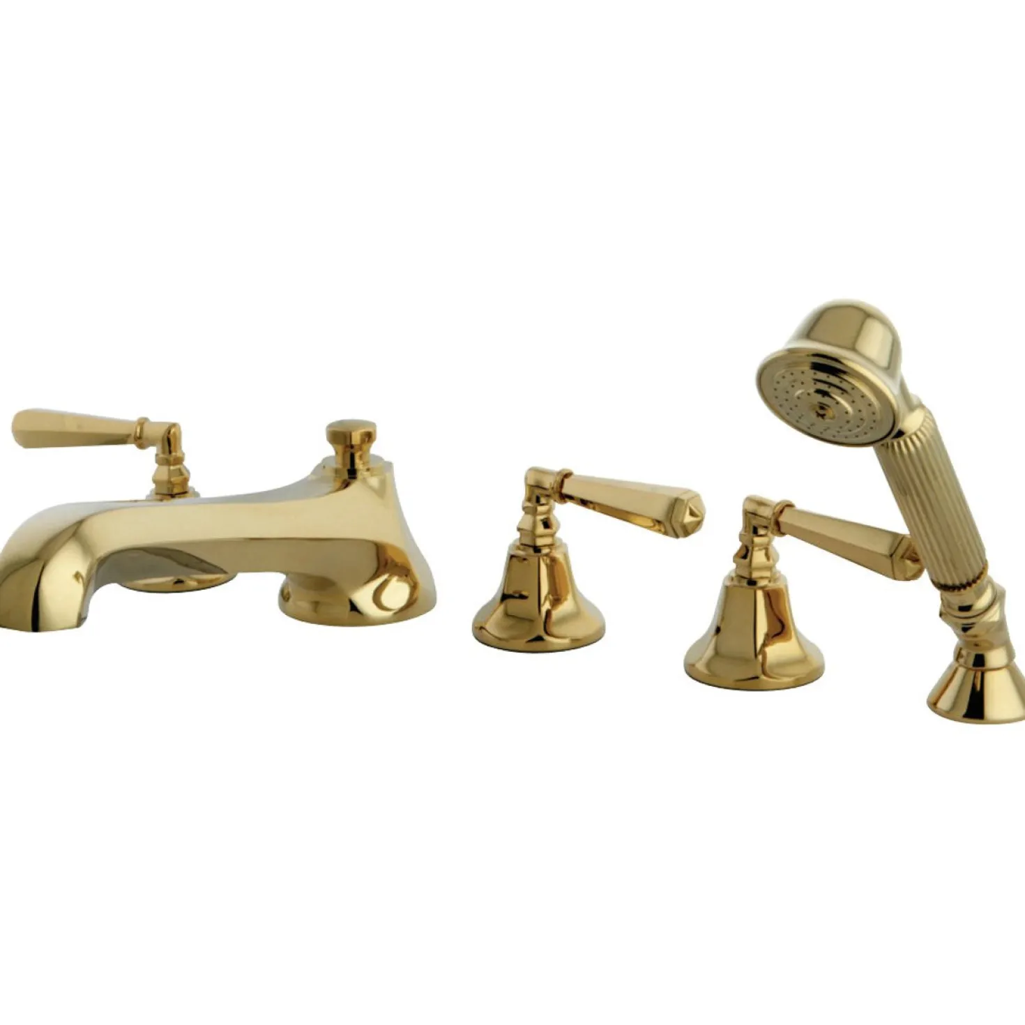 Kingston Brass KS430X5HL-P Roman Lever Handles Tub Faucet with Hand Shower