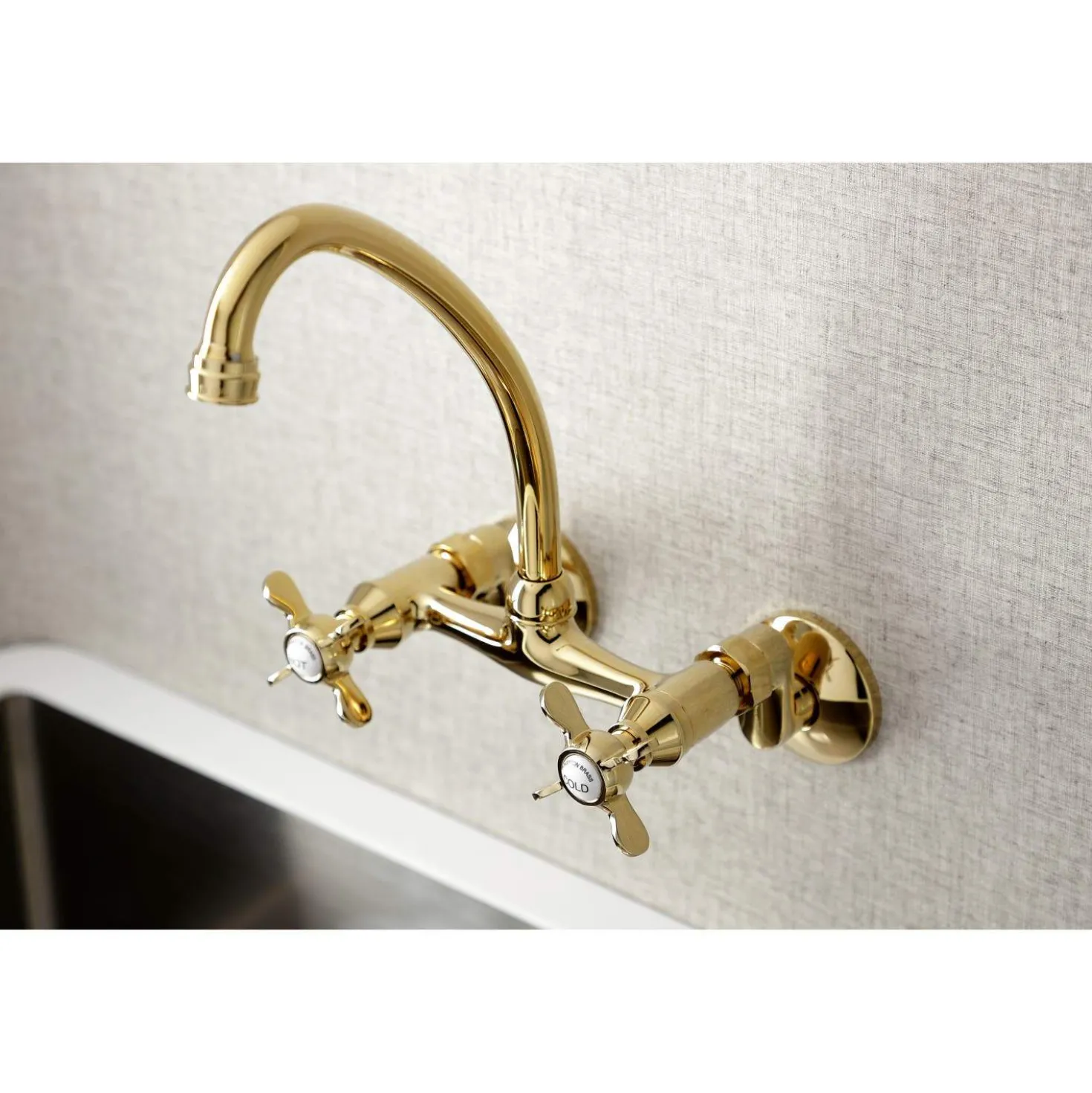Kingston Brass KS114X-P Essex Two Handle Wall Mount Kitchen Faucet