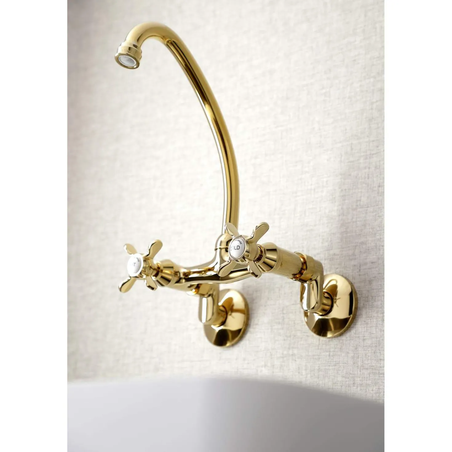Kingston Brass KS114X-P Essex Two Handle Wall Mount Kitchen Faucet