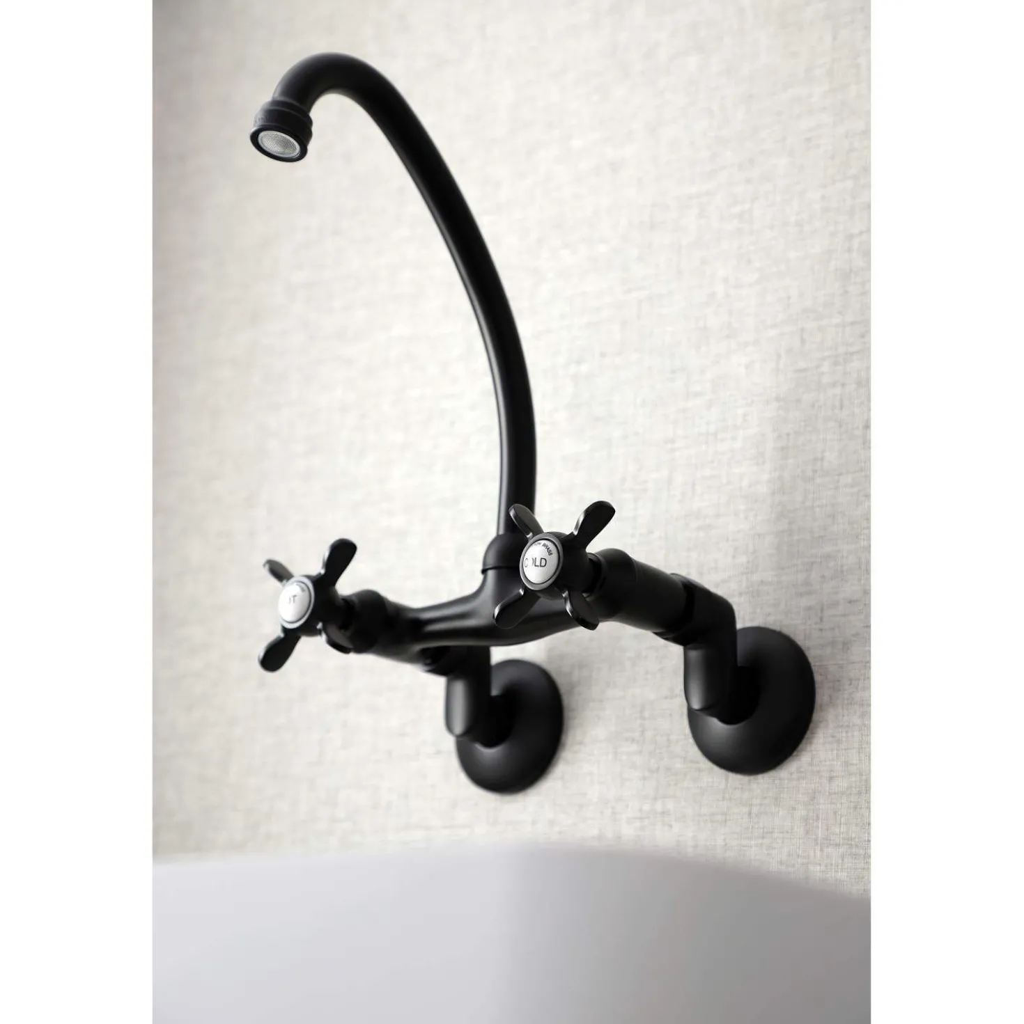 Kingston Brass KS114X-P Essex Two Handle Wall Mount Kitchen Faucet
